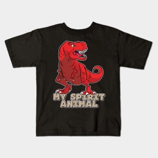 The T-Rex Is My Spirit Animal (Red) Kids T-Shirt